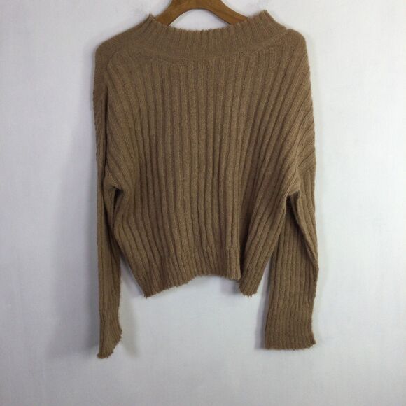 Free People Soft Fawn Alpaca Chunky Knit Mock Neck Sweater Brown Size XS - Picture 7 of 15